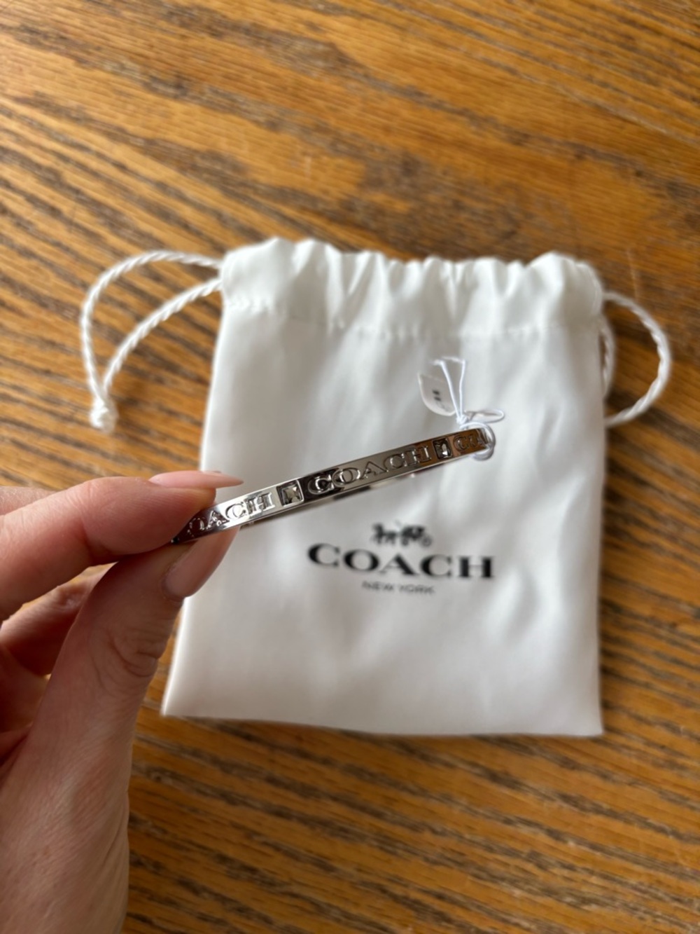 Coach Silver Logo Slim Bangle Bracelet - Picture 3 of 5